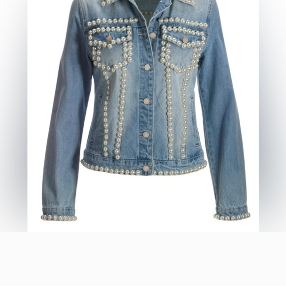 NWT Boston Proper Pearl Embellished Denim Jacket - Picture 8 of 8